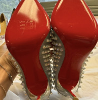CHRISTIAN LOUBOUTIN Glitter Tissu Reflex Follies Spikes 100 Pumps - 6