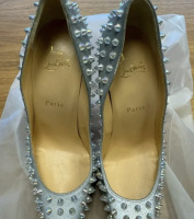 CHRISTIAN LOUBOUTIN Glitter Tissu Reflex Follies Spikes 100 Pumps - 7