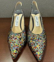 Jimmy Choo Multicolor Beaded Slingback Heels - 4