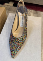 Jimmy Choo Multicolor Beaded Slingback Heels - 5