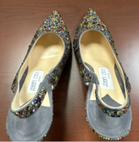 Jimmy Choo Multicolor Beaded Slingback Heels - 6