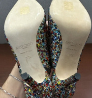 Jimmy Choo Multicolor Beaded Slingback Heels - 7