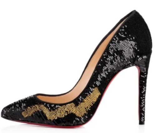 Christian Louboutin Gold/Black Sequin Pigalle Follies