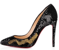 Christian Louboutin Gold/Black Sequin Pigalle Follies