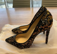 Christian Louboutin Gold/Black Sequin Pigalle Follies - 2