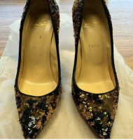 Christian Louboutin Gold/Black Sequin Pigalle Follies - 3