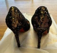 Christian Louboutin Gold/Black Sequin Pigalle Follies - 4