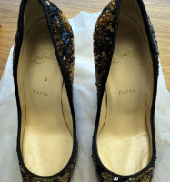 Christian Louboutin Gold/Black Sequin Pigalle Follies - 6