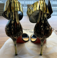 CHRISTIAN LOUBOUTIN Patent Bazin Blade Runana 100 Sandals - 3