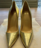 CHRISTIAN LOUBOUTIN Metallic Crinkled So Kate 120 Pumps - 6
