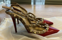 Valentino Rockstud Accents Patent Leather T-Strap Pumps - 3