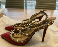 Valentino Rockstud Accents Patent Leather T-Strap Pumps - 4