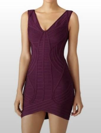 Herve Leger Naeva Bordeaux Bandage Dress