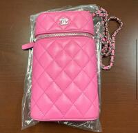CHANEL Caviar Quilted Phone Holder With Chain Pink - 6