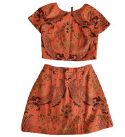 Alice + Olivia Sarina Jacquard Embroidered Tapestry Structured Crop Set
