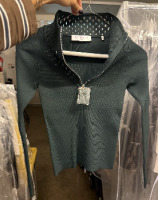 Sandro ribbed knit quarter zip long sleeve top