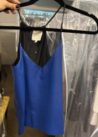 Mason blue leather and black silk top - 2