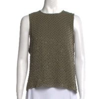 Alice + Olivia beaded silk tank top in olive green