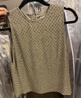 Alice + Olivia beaded silk tank top in olive green - 2