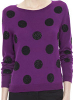 Alice + Olivia Celyn rhinestone polka dot sweater in purple