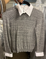 Alice + Olivia Porla Collared Sweater in medium heather grey - 2