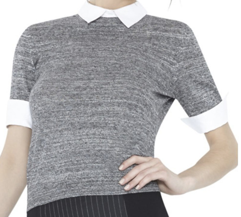 Alice + Olivia short sleeve sweater with a collar and cuffs