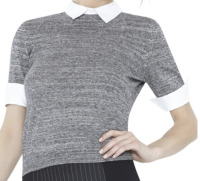 Alice + Olivia short sleeve sweater with a collar and cuffs