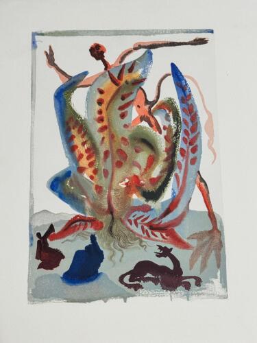 LOT OF 5 Pieces, Salvador Dali Prints From the Divine Comady Series PURGATORY, to include, MEETING OF DANTE AND BEATRICE, GLUTTONY CANTO 23, THE TREE OF PUNISHMENT, DANTE RE-AWAKES DANTE'S CONFESSION, DANTE' DREAM CANTO 19