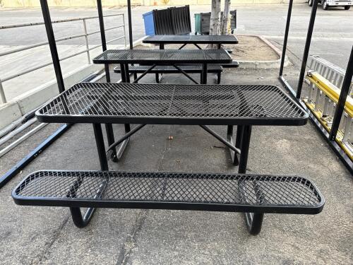 (3) Metal Picnic Tables Metal Black