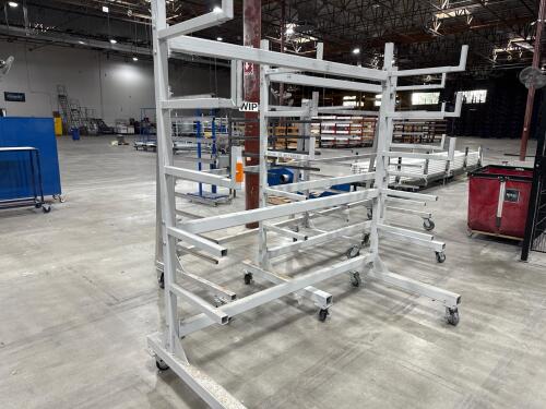 Material storage racks on casters