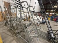 Lot of (3) Cotterman Rolling Ladders &ndash; 4-Step with Safety Handrail - 5