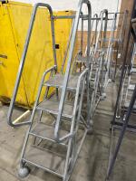 Lot of (3) Cotterman Rolling Ladders &ndash; 4-Step with Safety Handrail - 6