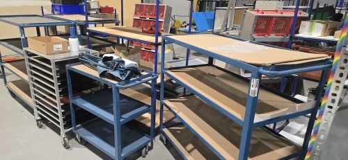 LOT: (8) metal rolling carts multi level