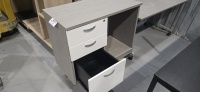 LOT: (5) asst'd melamine shelving unit c/w (1) rolling desk &(1) table - 3