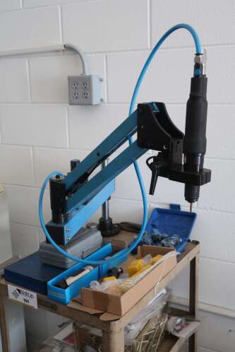 Benchtop Tapping Station with Articulating Arm, (2) Pneumatic Taps, & Assorted Tap Holders