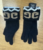Gucci wool gloves with black and tan GG logo cuff - 2