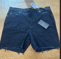 Saint Laurent high waisted five pocket jean short in black denim