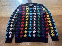 Gucci star intarsia chunky knit wool sweater in rainbow - 2