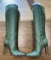 Paris Texas green croc knee - high boots