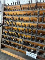 Large Assortment of Mills, Drills, Reamers, and Taps With Wooden Stand - 3