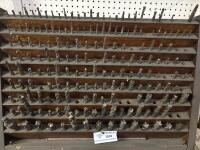 Large Assortment of End Mills with Wooden Stand