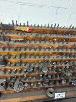 Large Assortment of Mills, Cutters, and Reamers With Wooden Stand - 3
