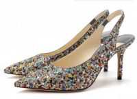 Jimmy Choo Multicolor Beaded Slingback Heels