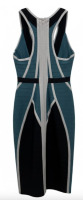 Herve Leger Eyvette Teal and Black Dress with White Trim - 3