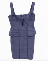 Herve Leger Purple Bodycon Mini Dress Square Neck Cocktail