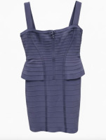 Herve Leger Purple Bodycon Mini Dress Square Neck Cocktail - 2