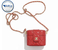 Chanel Patent Quilted Small Round Vanity With Chain Red