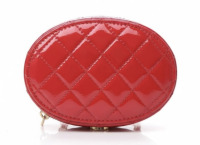 Chanel Patent Quilted Small Round Vanity With Chain Red - 4
