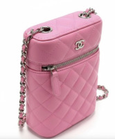 CHANEL Caviar Quilted Phone Holder With Chain Pink - 7