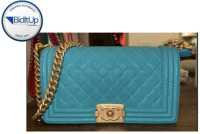 Chanel Turquoise Quilted Caviar Old Medium Boy Bag Brushed Gold Hardware, 2019